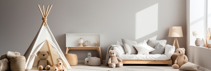 Soothing minimalistic childs room creating a peaceful clutter-free space for kids 