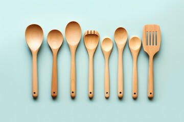 A simplistic modern kitchen utensil set isolated on a gradient background 