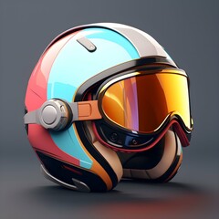 Colorful helmet with gradient background
