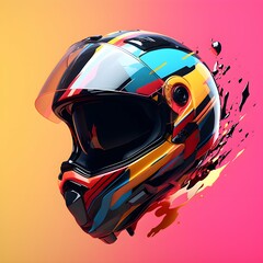 Colorful helmet with gradient background