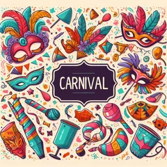 Gordijnen Radiant Carnival Bliss: Colorful Extravaganza Under the Carnival Sign © JCIPhoto