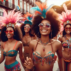 Obraz premium Vibrant Carnival Queens: Elegance in Motion