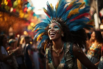 Türaufkleber Rio de Janeiro Street Carnival Rhythm: Enchanting Dance in Colorful Costume
