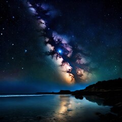 Fototapeta na wymiar night sky with stars and clouds
