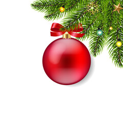 Christmas Fir Tree And Xmas Ball