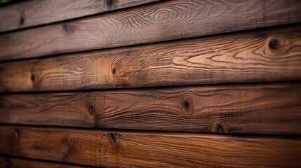 This captivating image captures a close-up fragment of a robust wooden fence, showcasing the tightly nailed horizontal boards.