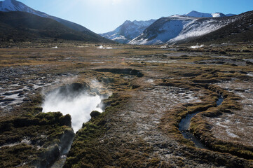 Geyser with steam activity