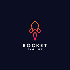 Minimal Rocket Logo Symbol Design Template Flat Style Vector
