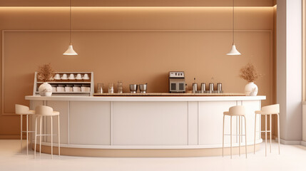 Minimalist coffee shop decorated with warm tones