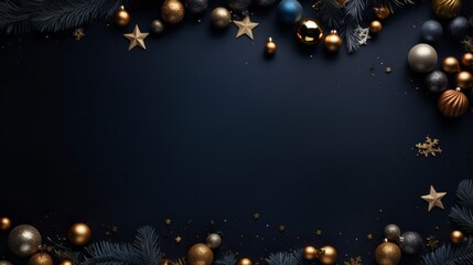 A blue background with gold stars and ornaments - obrazy, fototapety, plakaty