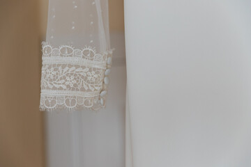 puño, manga, novia, vestido, bordado, blanco, pureza, celebración, religión