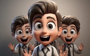 Fototapeta premium cartoon 3d characters face expression