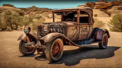 old car in the desert
