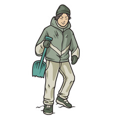 Winter seasonal sport, skiing and snowboarding instruction. Extreme sports off-piste free ride and touring. Person doing avalanche rescue course with Avalanche Beacon, Avalanche Probe and shovel