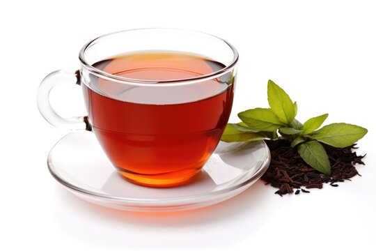 cup of hot aromatic tea on white background. AI Generated