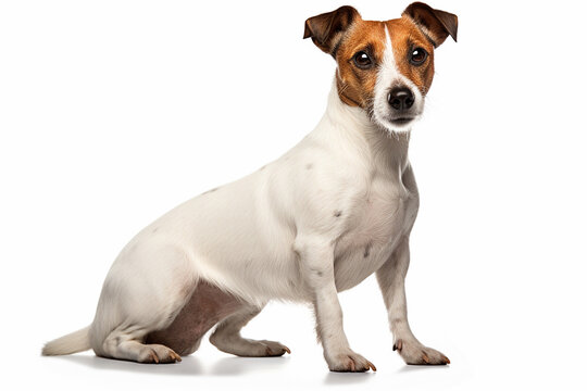 photo with white background of a jack russell dog