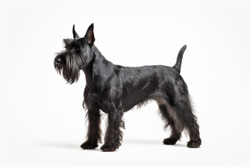 photo with white background of a Scottish terrier breed dog