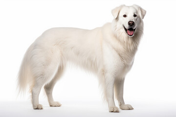 photo with white background of a Maremma breed dog