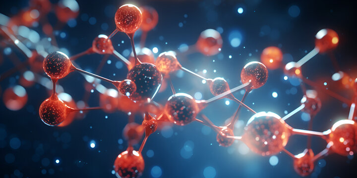 d Illustration Depicting the Process of Ionization in Detail molecule model. Science concept. 3d rendering Bioengineering advancements in biota bication of functional kidney tissue.AI Generative