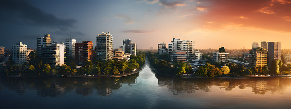  Photo of a modern building urban lake river landscape views 