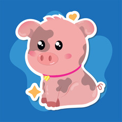 Obraz na płótnie Canvas Isolated cute pig cartoon character Vector