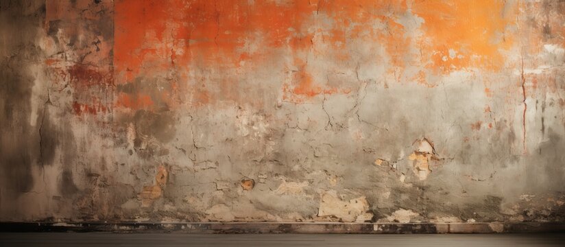 The vintage wallpaper displayed a retro pattern in shades of orange and red creating a textured background reminiscent of old worn paint on a concrete wall with a grunge like appearance addi
