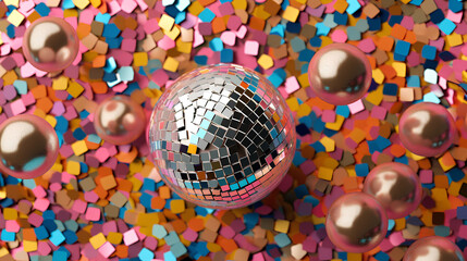 Disco ball in a nightclub.