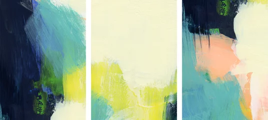 Fotobehang Three abstract paintings. Acrylic on paper. Versatile artistic image for creative design projects: posters, cards, banners, magazines, prints and wallpapers. Artist-made art. © tofutyklein