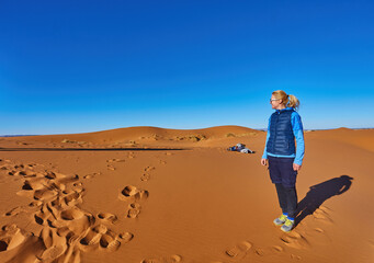 Lone Traveler Amidst Desert Grandeur