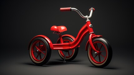 Little ones' first ride: A vibrant red kids' tricycle, symbolizing joy and the beginning of adventurous journeys."