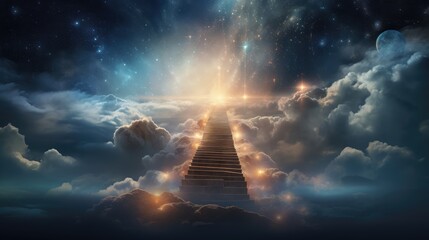 The celestial ladder: A symbolic journey to the sky, representing aspirations, success, and the pursuit of dreams.