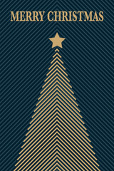 Geometric Christmas tree. Design of a greeting card. Vector illustration
