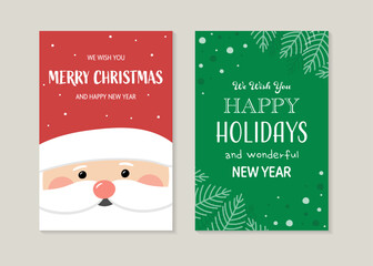 Different Christmas cards with Santa Claus. Vector illustration