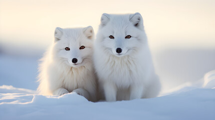 Two Snow Foxes