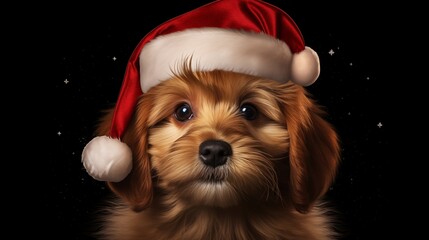 dog in santa hat