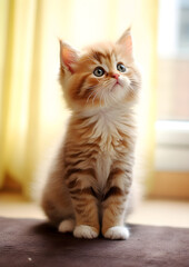 Adorable Orange Longhair Striped Kitten