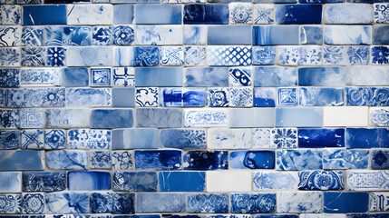 Blue and White Tile Backsplash
