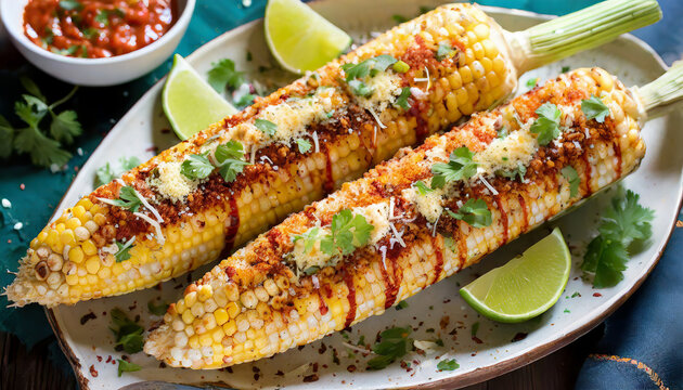 Mexican street corn Elote. Mexican food