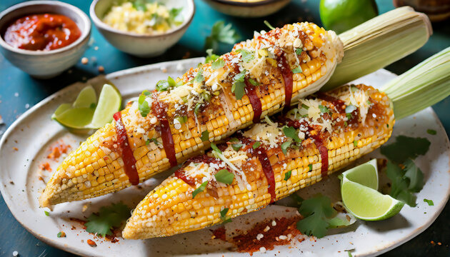 Mexican street corn, Elote. Mexican food