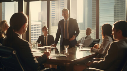 business man and his team in a meeting room, successful, business
