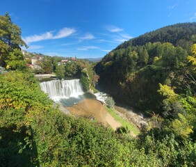 Beautiful and scenic Pliva Waterfall in jajce, Bosnia and Herzegovina