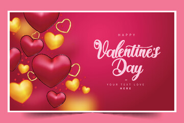 happy valentine s day background with realistic hearts design vector illustration