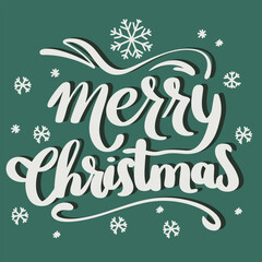 Merry Christmas banner. Handwriting square banner Merry Christmas calligraphy lettering. Hand drawn vector art.