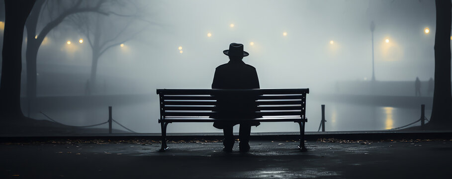 loneliness man on a bench,  AI generated