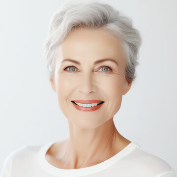 mature woman with white hair, AI generated
