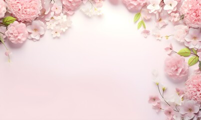 Fototapeta na wymiar spring floral background with copy space. Generative AI