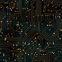 Seamless high tech pattern. Circuit Board Texture. Generative AI