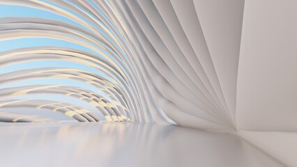Abstract architecture background curved wall in design interior 3d render