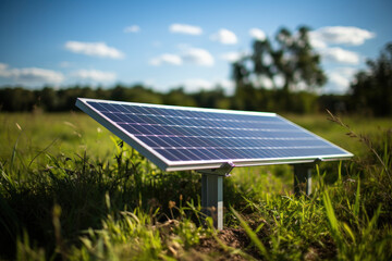 Solar panels in the field, eco energy, green technologies, sustainable resources