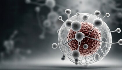 Virus, Antibodies and viral infection under the microscope. The body's immune defense. Antigens 3D illustration	 - obrazy, fototapety, plakaty